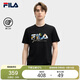 FILA 斐樂(lè )易烊千璽同款男子針織短袖衫2025夏時(shí)尚休閑簡(jiǎn)約基礎圓領(lǐng)T恤