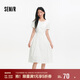 森馬[商場(chǎng)同款]連衣裙女設(shè)計(jì)感不規(guī)則2025夏木耳邊中長裙101325114041