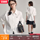 fano studios范洛2025春新款刺繡白襯衫女后背系扣設(shè)計感小眾疊穿通勤百搭襯衣 白色 S