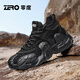 零度休閑鞋男鞋冬季新款戶(hù)外登山徒步鞋男厚底增高防滑低幫百搭運動(dòng)鞋 黑色 標準皮鞋碼 41 (255mm)