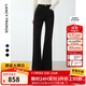 朗姿復古典雅喇叭褲高級感氣質(zhì)通勤長(cháng)褲女士冬季新款牛仔褲 黑色2加絨 L