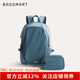 BAGSMART雙肩包輕行背包男女多功能通勤大容量出差書(shū)包大學(xué)生電腦包旅行包 灰藍（可容納15.6英寸筆記本）