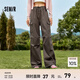 Semir森馬休閑褲女抓絨降落傘褲冬季闊腿工裝褲復古 軍綠40601 160/66A/M