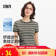 森馬（Semir）涼感T|短袖T恤女短款緊身正肩2025夏季復古條紋上衣109325100039