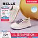 百麗（Belle）透氣網(wǎng)面小白鞋女厚底休閑運動(dòng)板鞋B1175BM3預售 蜂蜜牛乳-皮面 36 (230mm)