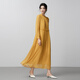 生活在左【林棲作品】桑蠶絲連衣裙2025冬長(cháng)裙女 黃色 S