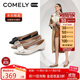 康莉（COMELY）商場(chǎng)同款單鞋女粗跟春秋新款羊皮舒適低跟通勤工作鞋 黑色  37 