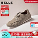 百麗（Belle）復古拼接阿甘鞋女2026春季新款商場(chǎng)同款薄底休閑鞋E8A1DAM6 灰色 36