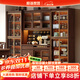 和諧家園 實(shí)木餐邊柜黑胡桃木酒柜客廳多功能展示柜一體靠墻柜子收納儲物 1.6米三門(mén)餐邊柜 【不帶燈】組裝