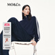 MO&Co.毛衣外套2025秋新品醋酸綿羊毛復古運動(dòng)風(fēng)雙開(kāi)拉鏈MBE3CAR011 深寶藍色 XS /155