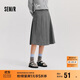 森馬（Semir）森馬半身裙女仿毛呢裙子24冬新款A字百褶裙遮胯顯瘦109724120001