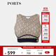 PORTS寶姿商場(chǎng)同款早春新品女裝瑜伽健身徽標背心LP8N007RCO032 燕麥灰印花 XS
