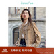 茵曼法式優(yōu)雅小香風(fēng)短外套女秋毛邊名媛高級感休閑上衣 淺駝色 L 