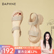 達芙妮（DAPHNE）厚底一字帶涼鞋女2025夏季新款厚底松糕鞋露趾繁星水鉆羅馬沙灘鞋 杏色 36