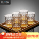 CLITON玻璃威士忌酒杯加厚復古歐式冰花烈酒杯洋酒杯水杯玻璃杯6只裝