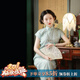 一城風(fēng)絮清枝韻丨短袖復古民國風(fēng)提花立領(lǐng)少女旗袍日?？纱┰瓌?chuàng  ) 淺藍色 M