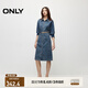 ONLY秋季時(shí)髦精致顯瘦撞色牛仔中長款連衣裙女|124342006 J33 350水洗牛仔藍(lán) S (160) 80A