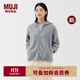 無(wú)印良品（MUJI）女式長(cháng)毛抓絨拉鏈連帽衫女外套長(cháng)袖25年秋季新品搖粒絨短外套女裝 淺藍色 M （160/84A）