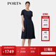 PORTS寶姿春季新品女裝褶裥設計感真絲連衣裙ALP8D066QWT015 丈青 M (6)
