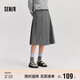 森馬（Semir）森馬半身裙女仿毛呢裙子24冬新款A字百褶裙遮胯顯瘦109724120001