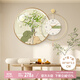 好久不見(jiàn)北歐綠植餐廳裝飾畫(huà)帶鐘表奶油風(fēng)客廳掛畫(huà)圓形時(shí)鐘背景墻壁畫(huà)