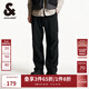 杰克·瓊斯（JACK&JONES）男裝秋季潮流加絨褲子傘兵褲工裝褲男直筒寬松休閑褲蓄熱保暖男褲 E40 黑色 M 偏大，建議拍小一碼