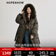 紅袖貉子大毛領(lǐng)羽絨服冬季2024新款女裝高端插肩H型雙拉鏈保暖長(cháng)外套 橄欖綠380 XS