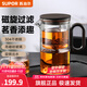 蘇泊爾（SUPOR）磁吸飄逸杯過(guò)濾泡茶壺全玻璃耐高溫一鍵茶水分離神器非按壓 飄逸杯550ml
