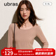 ubras【特賣(mài)】圓領(lǐng)羅紋帶杯肌底打底衣女輕暖秋衣秋褲保暖內衣 摩卡色【帶胸墊】 S