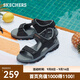 斯凱奇（Skechers）男鞋魔術(shù)貼涼鞋運動休閑戶外鞋簡約露趾沙灘鞋子防滑拖鞋 黑色/BLK 42