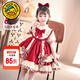 G.duck童裝女童連衣裙春秋兒童裙子中大童秋冬洛麗塔公主裙女孩夏天禮服 紅色+發(fā)夾【夏款】 90 尺碼1~2歲【 80-90cm】cm