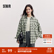 森馬[商場(chǎng)同款]長(cháng)袖襯衫女中長(cháng)款oversize春2025新款格紋上衣復古 綠色調00444 M (160) /84A