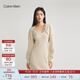 Calvin Klein Jeans秋冬女士?jì)杉炭顭艋\袖開(kāi)衫針織吊帶連衣裙J221671 ACF-牛乳白 L