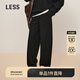 LESS【0壓系列】直筒休閑女寬松松緊腰純色彎刀褲子2O0E10830 001本黑褲子 M