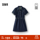 森馬（Semir）森柔牛仔|商場(chǎng)同款牛仔連衣裙女工裝風(fēng)2025新款夏季收腰短裙 牛仔深藍88301 L