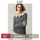 LILY2025秋新款綿羊毛混紡撞色修身顯瘦休閑通勤針織開(kāi)衫短外套女 503灰白 M
