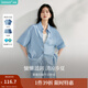 茵曼（INMAN）防曬涼感牛仔襯衫2025夏季女裝新款短袖寬松百搭萊賽爾襯衣 淺牛仔藍 XL