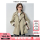 VEGA CHANG風(fēng)衣女小個(gè)子2025新款秋季雙排扣袖口條紋拼接寬松外套 霧卡其 M