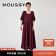 moussy 女裝新款法式度假風(fēng)泡泡袖長(cháng)裙連衣裙女010GAA30-5120 600波爾多紅 M 00002