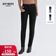 深呼吸DEEP BREATH女裝加絨加厚中腰修身彈力休閑小腳牛仔褲女A100140 黑 L (4碼)