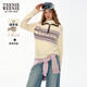 Teenie Weenie小熊女裝秋冬時(shí)髦摩登撞色翻領(lǐng)半拉鏈提花毛衣針織衫 象牙白 S