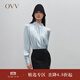OVV春夏熱賣(mài)女裝20MM緞面縐手工縫制花苞褶飾真絲襯衫上衣 淺藍（凈色）A9 M