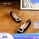 NINE WEST/玖熙復古法式方口鉆扣平跟女單鞋 NH465006SK 黑色37
