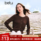 百圖betu女裝秋季新款毛針織衫圓領(lǐng)通勤舒適針織開(kāi)衫女2408T18 咖啡色 L