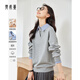 梵希蔓襯衫領(lǐng)拼接假兩件衛衣女2025秋新款學(xué)院風(fēng)寬松長(cháng)袖上衣外套 M8610 花灰色 XL