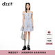 DZZIT【明星同款】地素連衣裙夏季復古摩登條紋設計女 深藍色 S