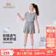 英氏（YEEHOO）女童套裝兒童衣服夏季裝時尚透氣短袖短褲兩件套運動童裝2025新款 氧氣學院  花灰 【涼感兩件套】 130