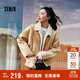 森馬（Semir）外套女冬季斜挎包分割仿麂皮仿羊羔毛2025巴恩風(fēng)夾克109725108022