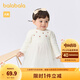 巴拉巴拉童裝寶寶裙子女童公主裙洋氣秋冬兒童連衣裙時髦拼接甜美 米白10302 90
