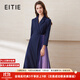 愛(ài)特愛(ài)（EITIE）春季新款商場(chǎng)同款翻領(lǐng)收腰顯瘦七分袖撞色裙擺時(shí)尚連衣裙6507255 深藍色31 M 160